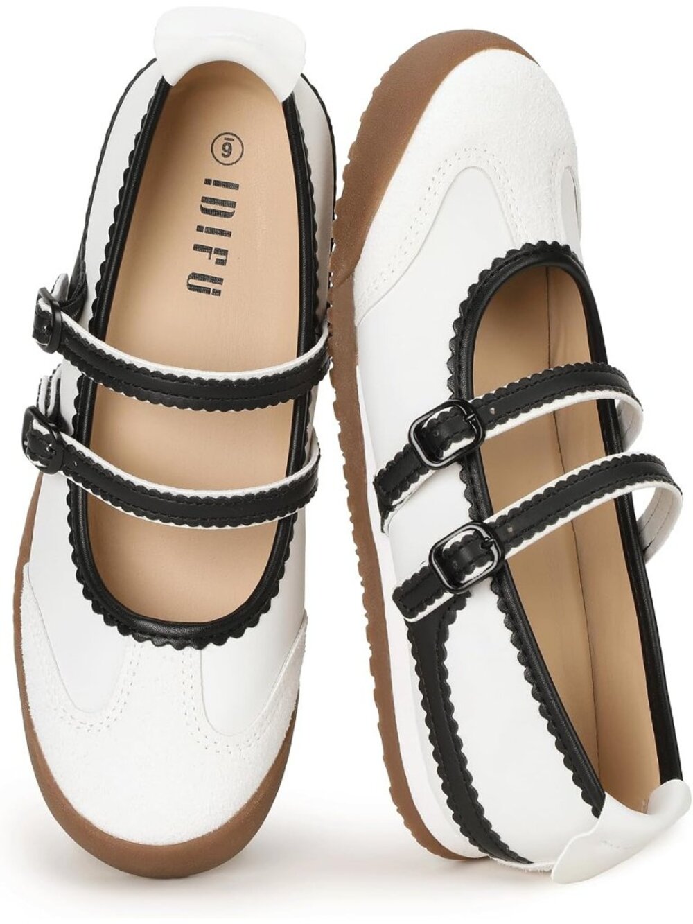 Women's White Comfortable Ballet Trendy with Elastic Straps Fashion Sneakers